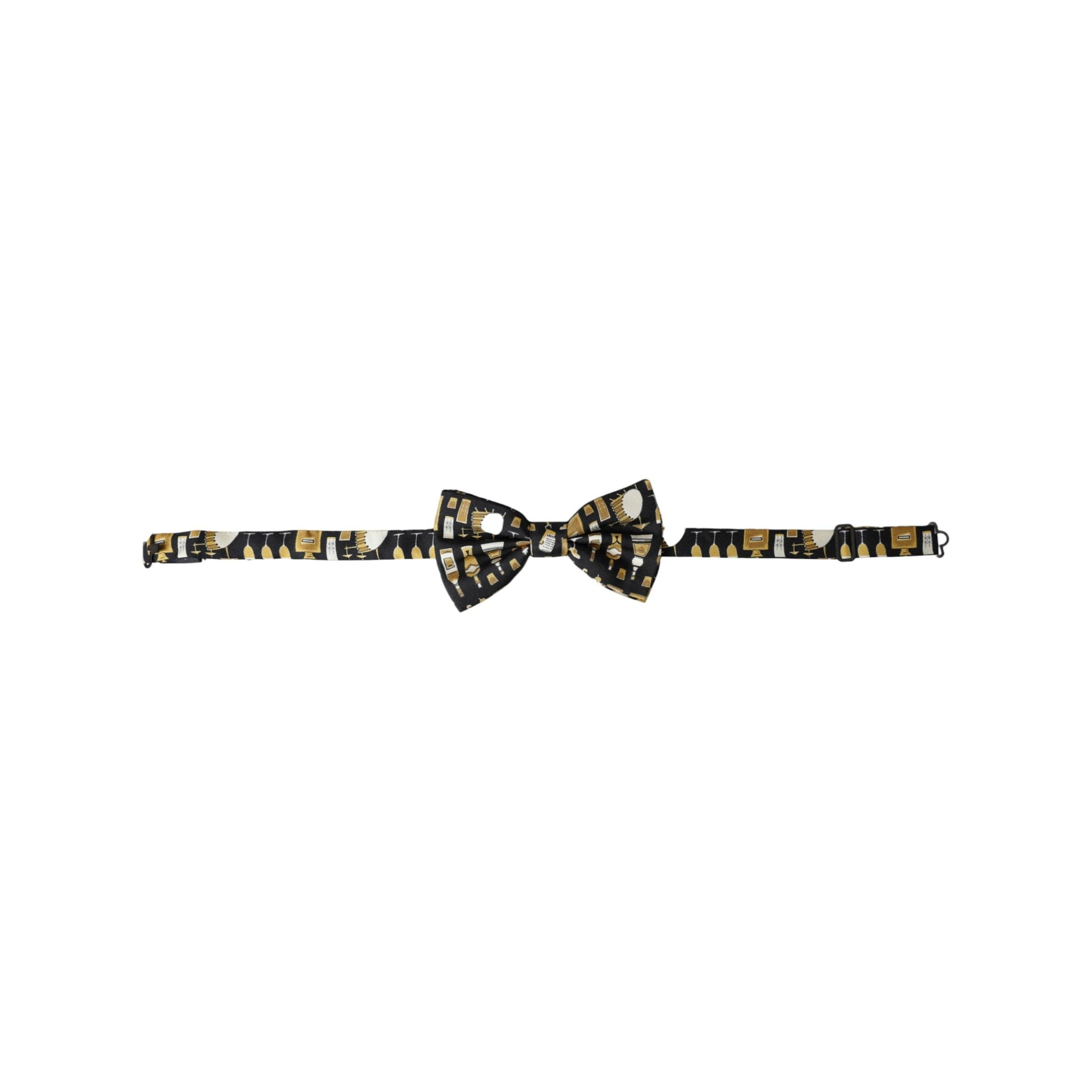 Dolce & Gabbana Black Silk Cocktail Adjustable Neck Bow Tie