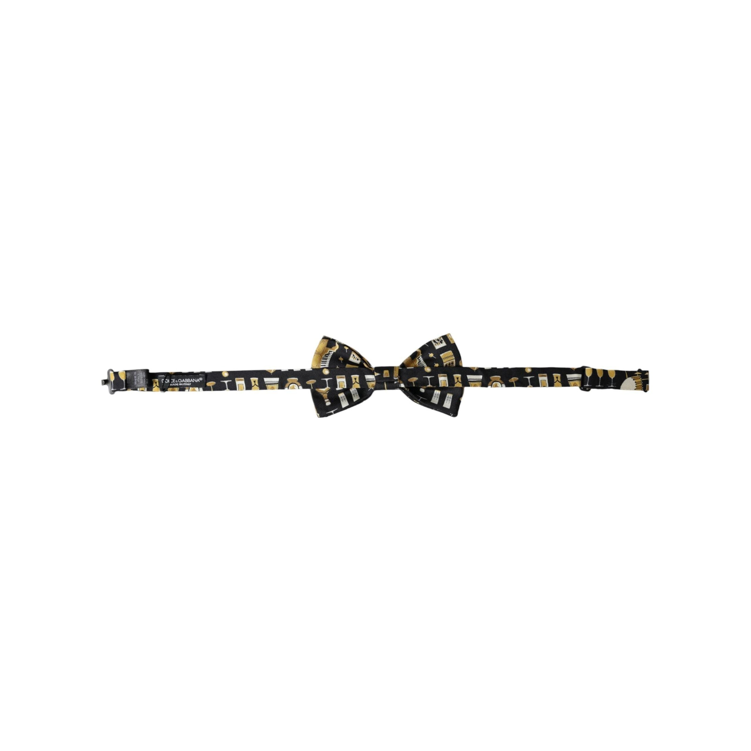 Dolce & Gabbana Black Silk Cocktail Adjustable Neck Bow Tie