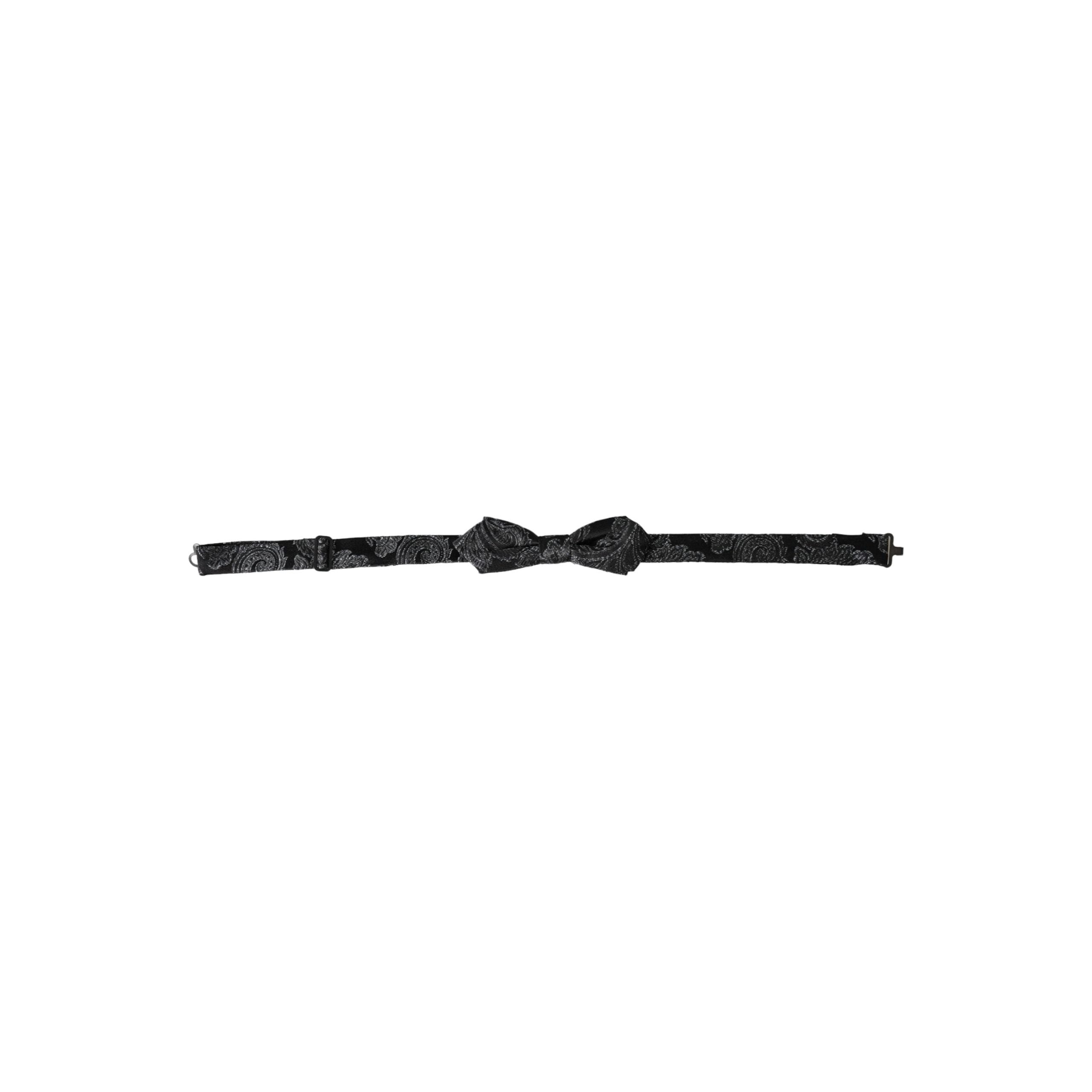 Dolce & Gabbana Black Silk Jacquard Adjustable Bow Tie
