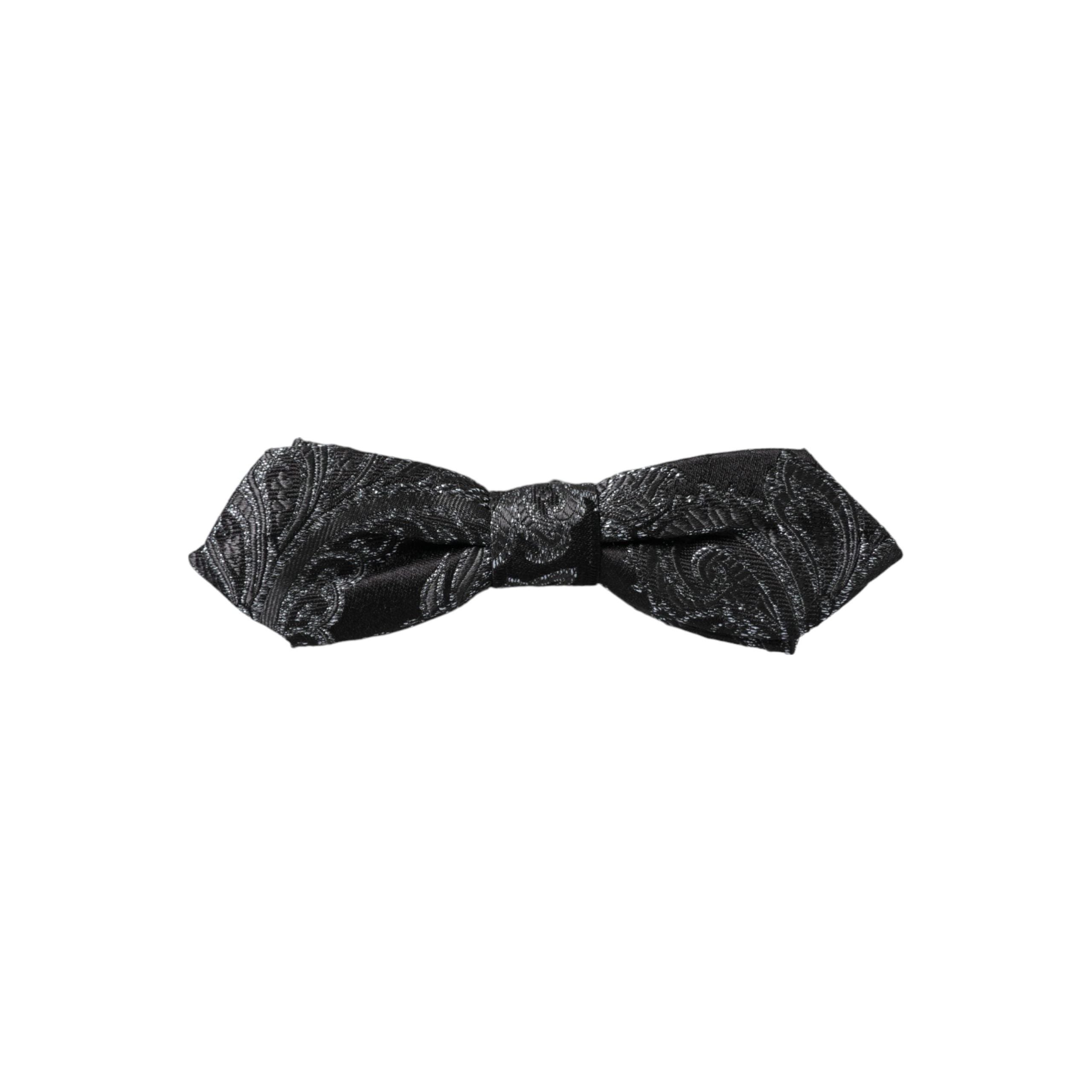 Dolce & Gabbana Black Silk Jacquard Adjustable Bow Tie