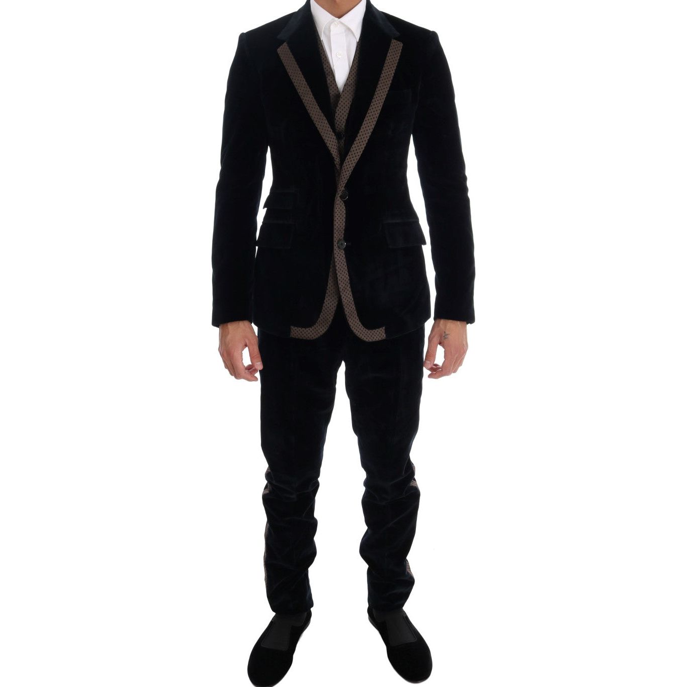 Dolce & Gabbana Blue Wool Three-Piece Slim Fit Suit
