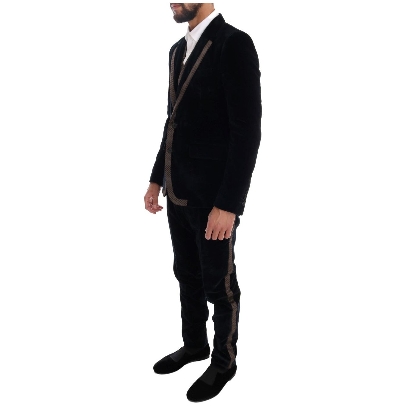 Dolce & Gabbana Blue Wool Three-Piece Slim Fit Suit