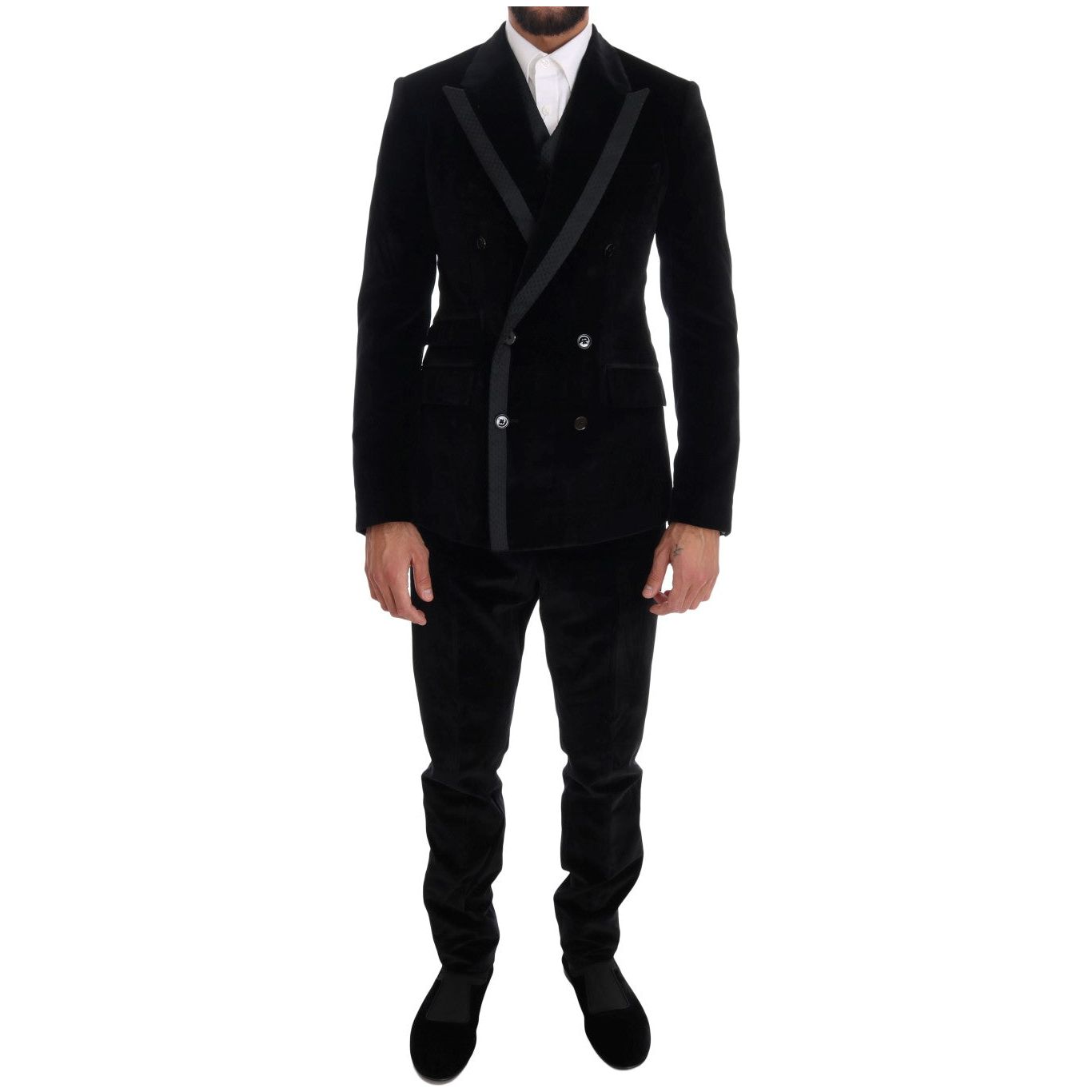 Dolce & Gabbana Black Wool Three-Piece Suit