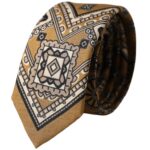 Dolce & Gabbana Yellow 100% Silk Wheel Print Adjustable Tie