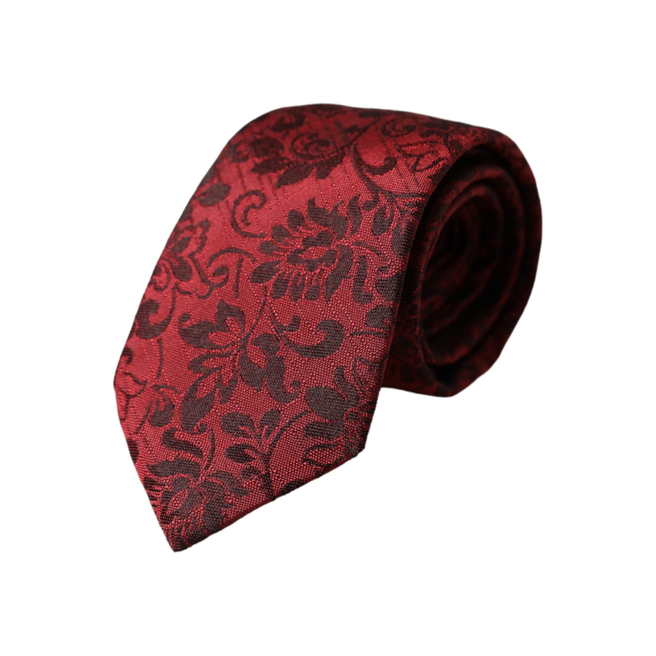 Dolce & Gabbana Red Floral Brocade Silk Adjustable Tie
