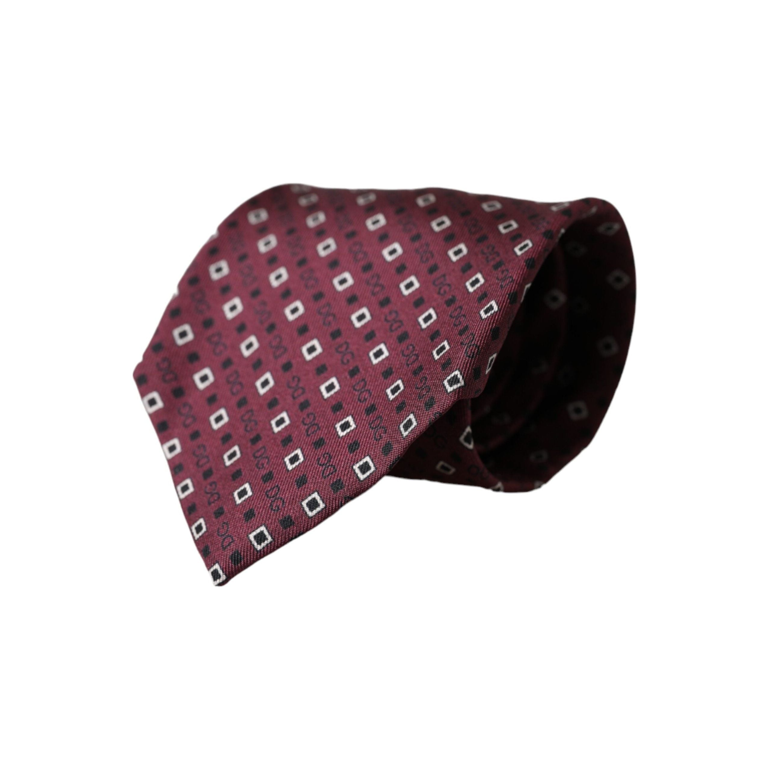 Dolce & Gabbana Maroon Silk Branded Logo Adjustable Tie