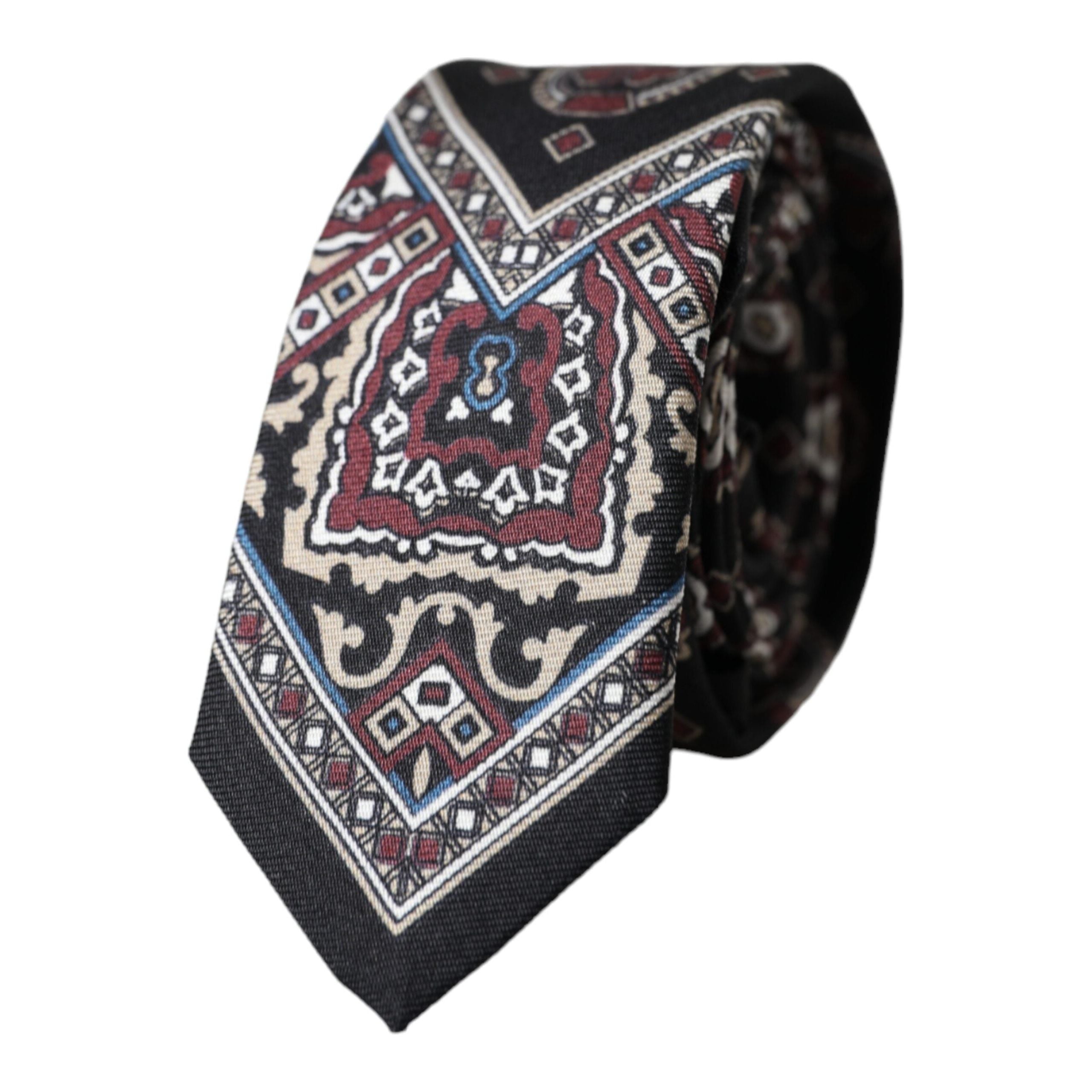 Dolce & Gabbana Black Printed 100% Silk Adjustable Tie