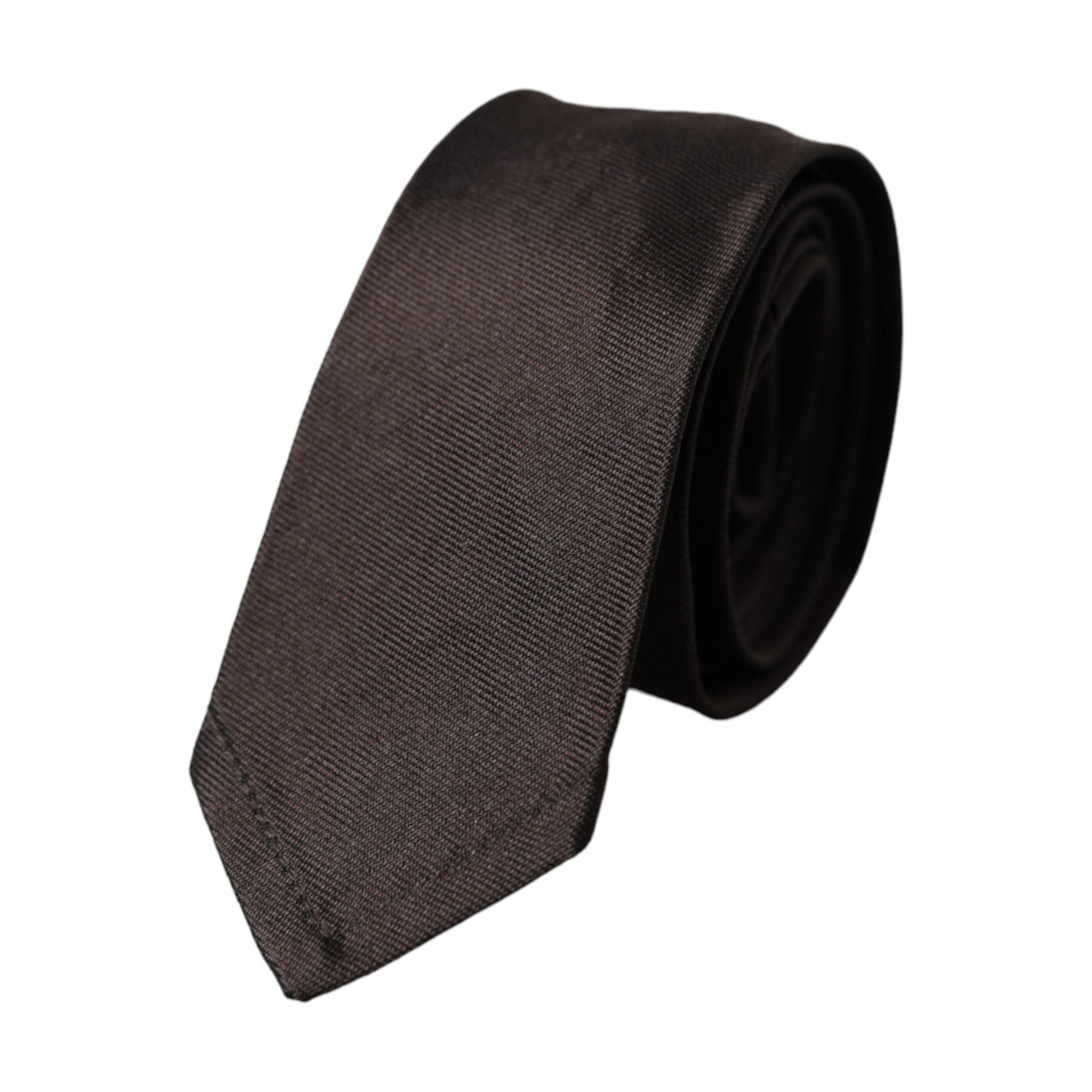 Dolce & Gabbana Brown Solid 100% Silk Adjustable Tie