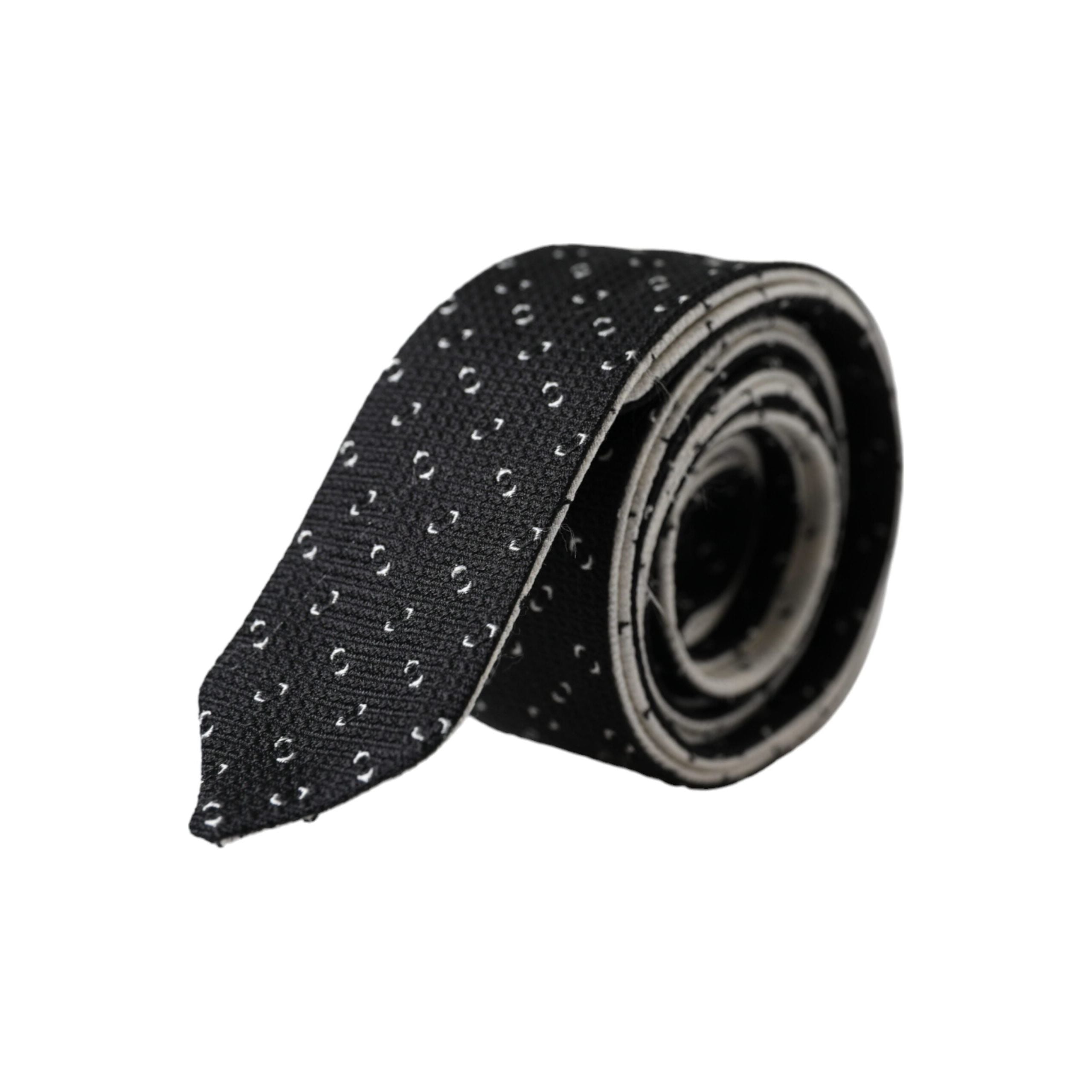 Dolce & Gabbana Black Silk Patterned Adjustable Tie Luxury