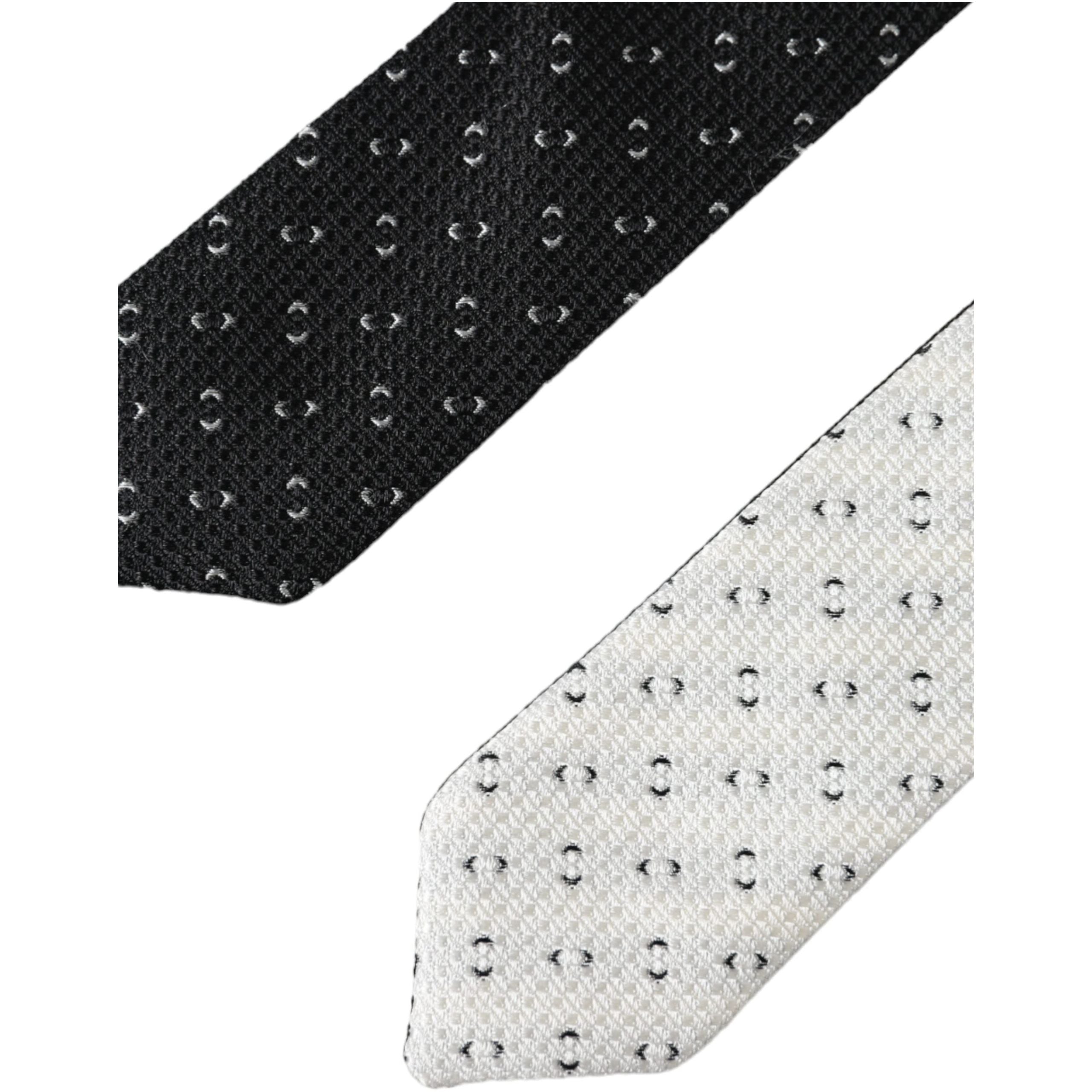 Dolce & Gabbana Black Silk Patterned Adjustable Tie Luxury