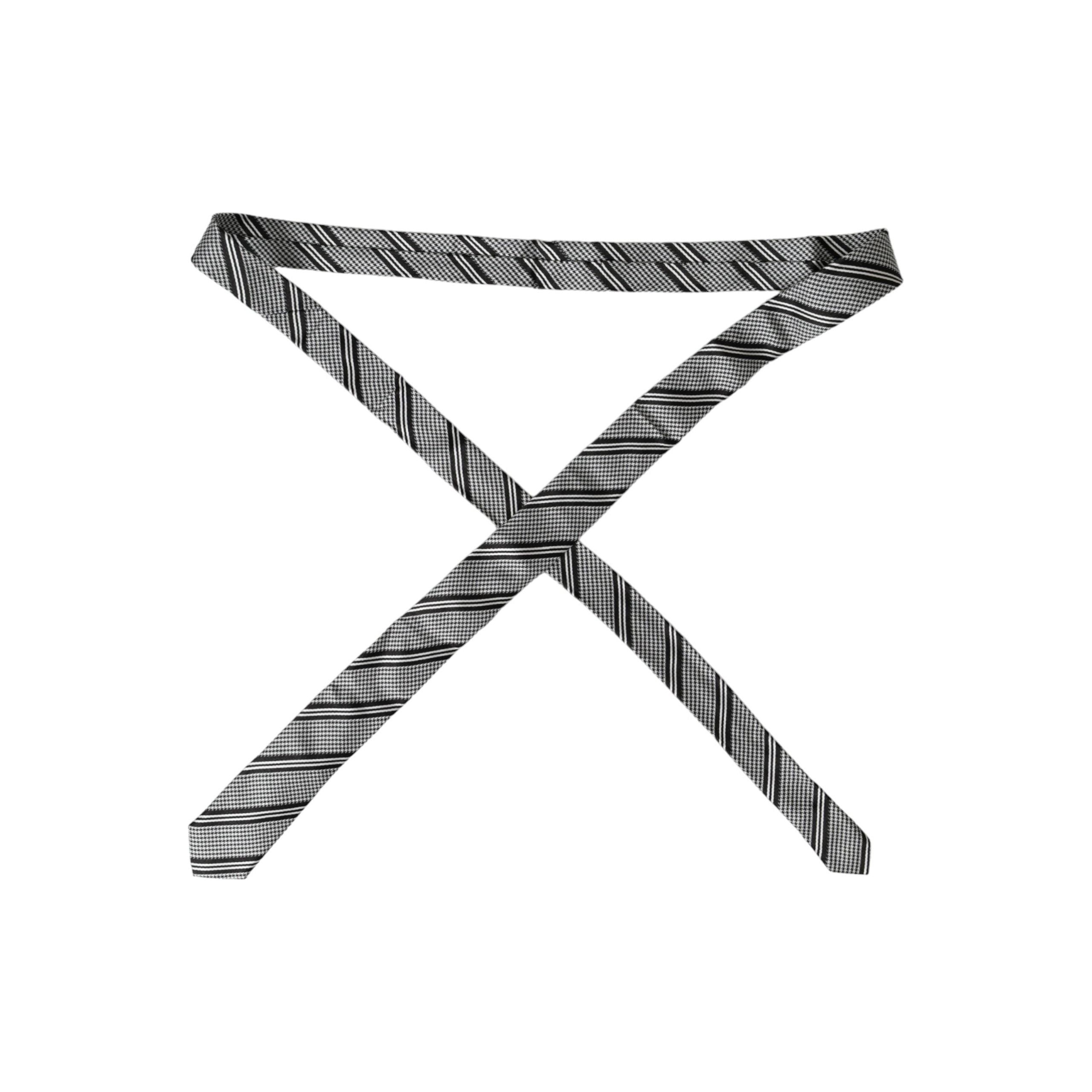Dolce & Gabbana Black White Stripes Silk Adjustable Tie
