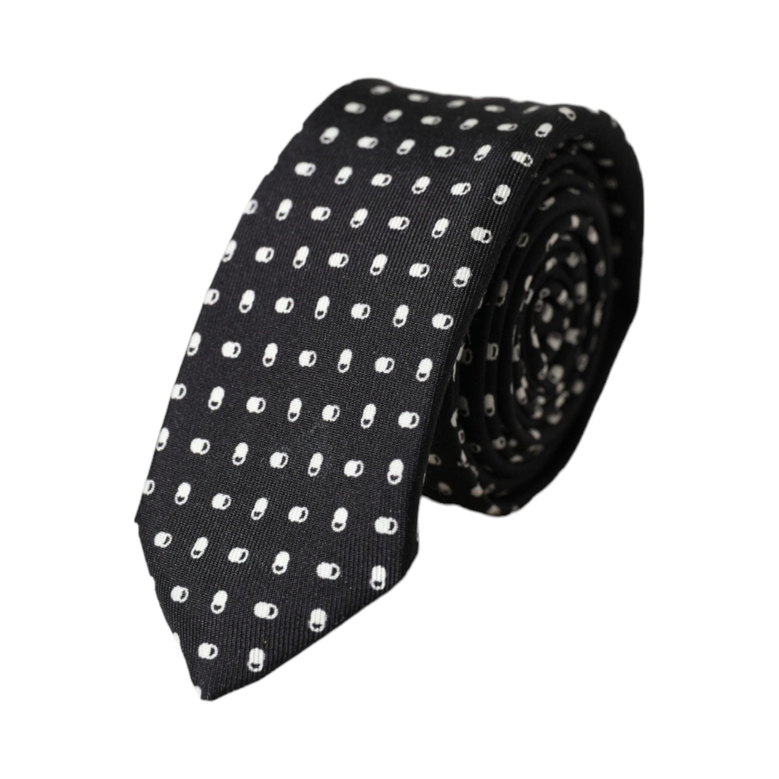 Dolce & Gabbana Black Patterned 100% Silk Adjustable Tie