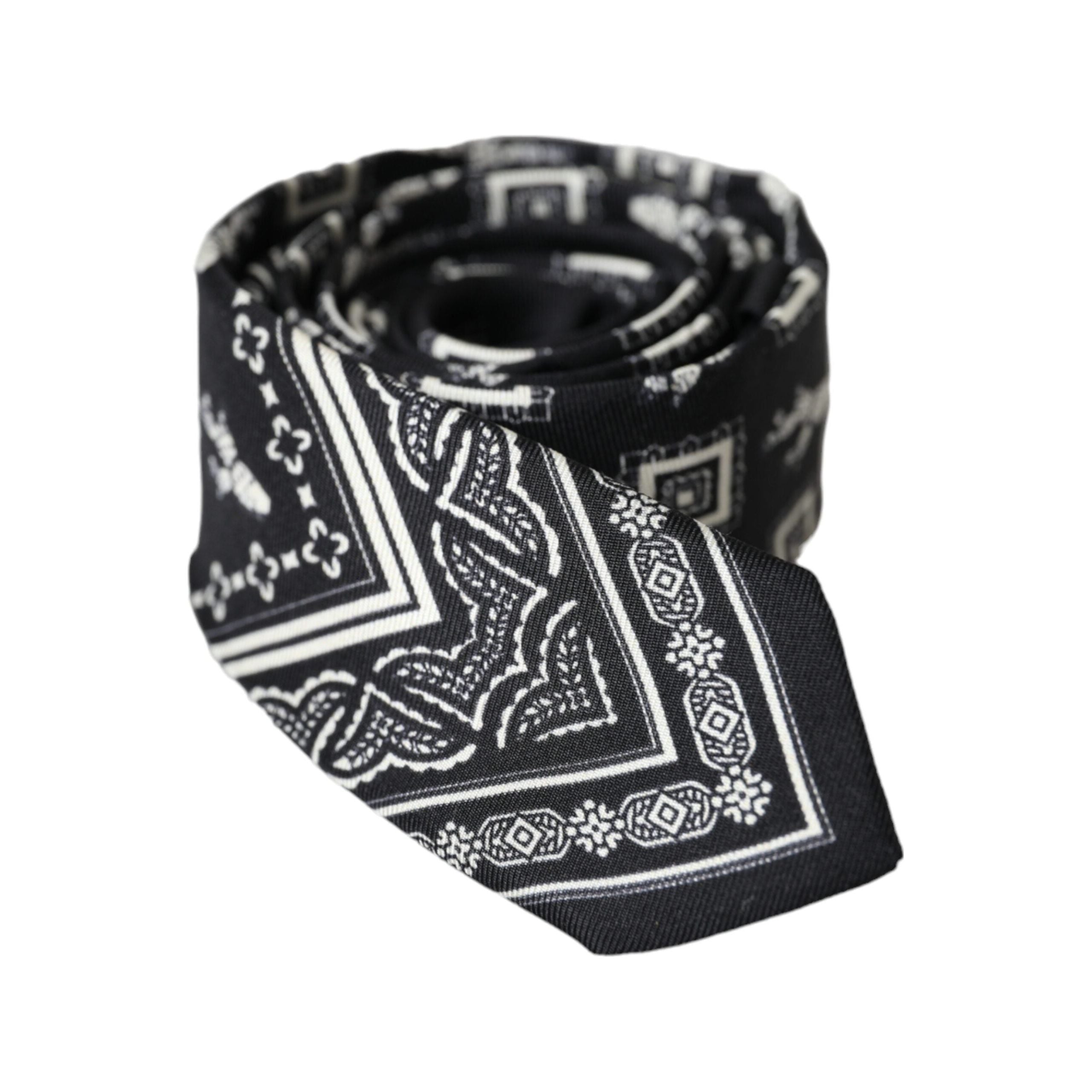 Dolce & Gabbana Black Patterned 100% Silk Adjustable Tie