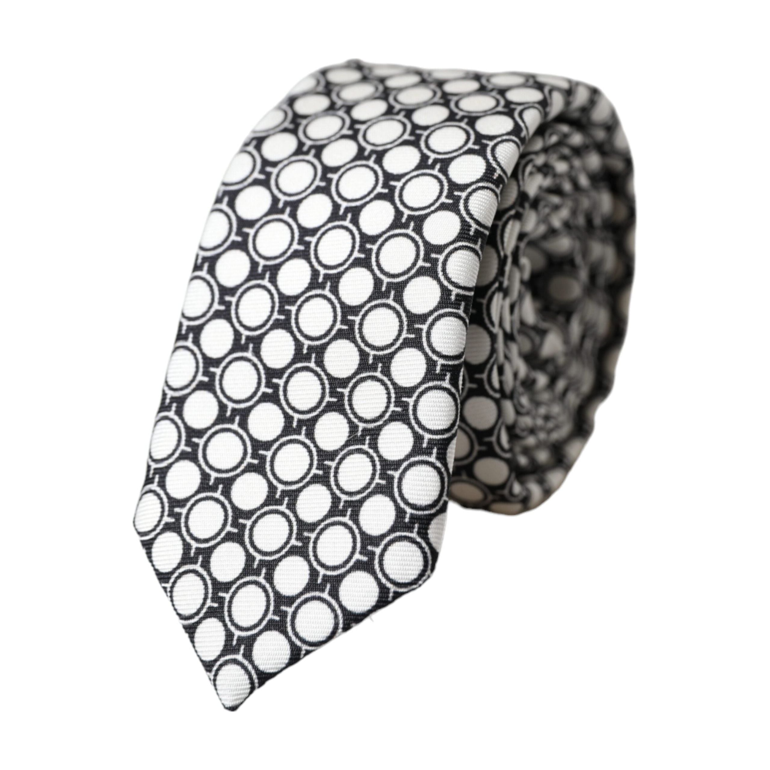 Dolce & Gabbana White Circles 100% Silk Adjustable Tie