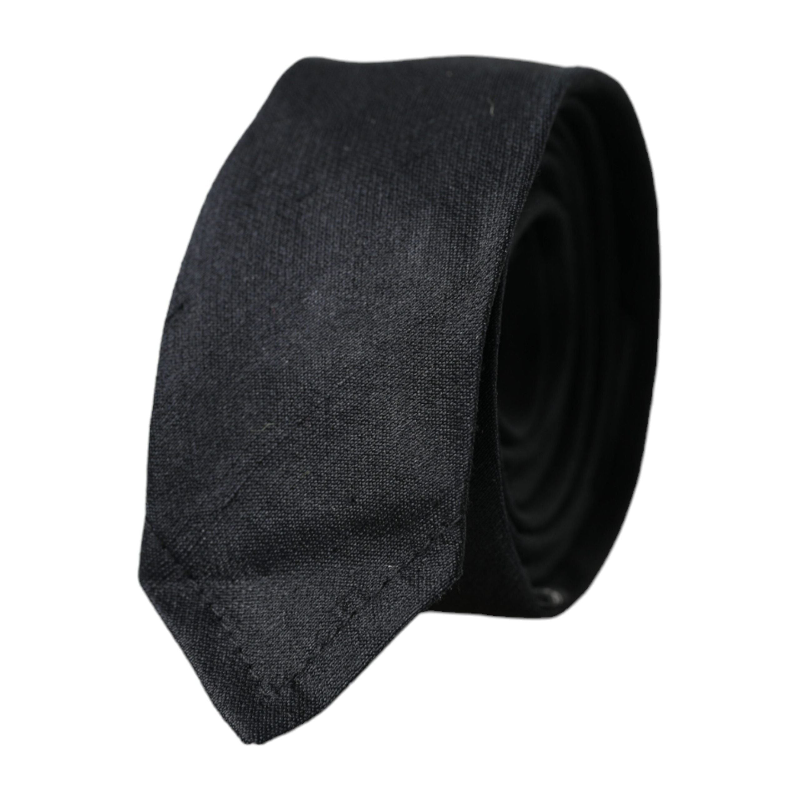 Dolce & Gabbana Black Solid 100% Silk Adjustable Tie