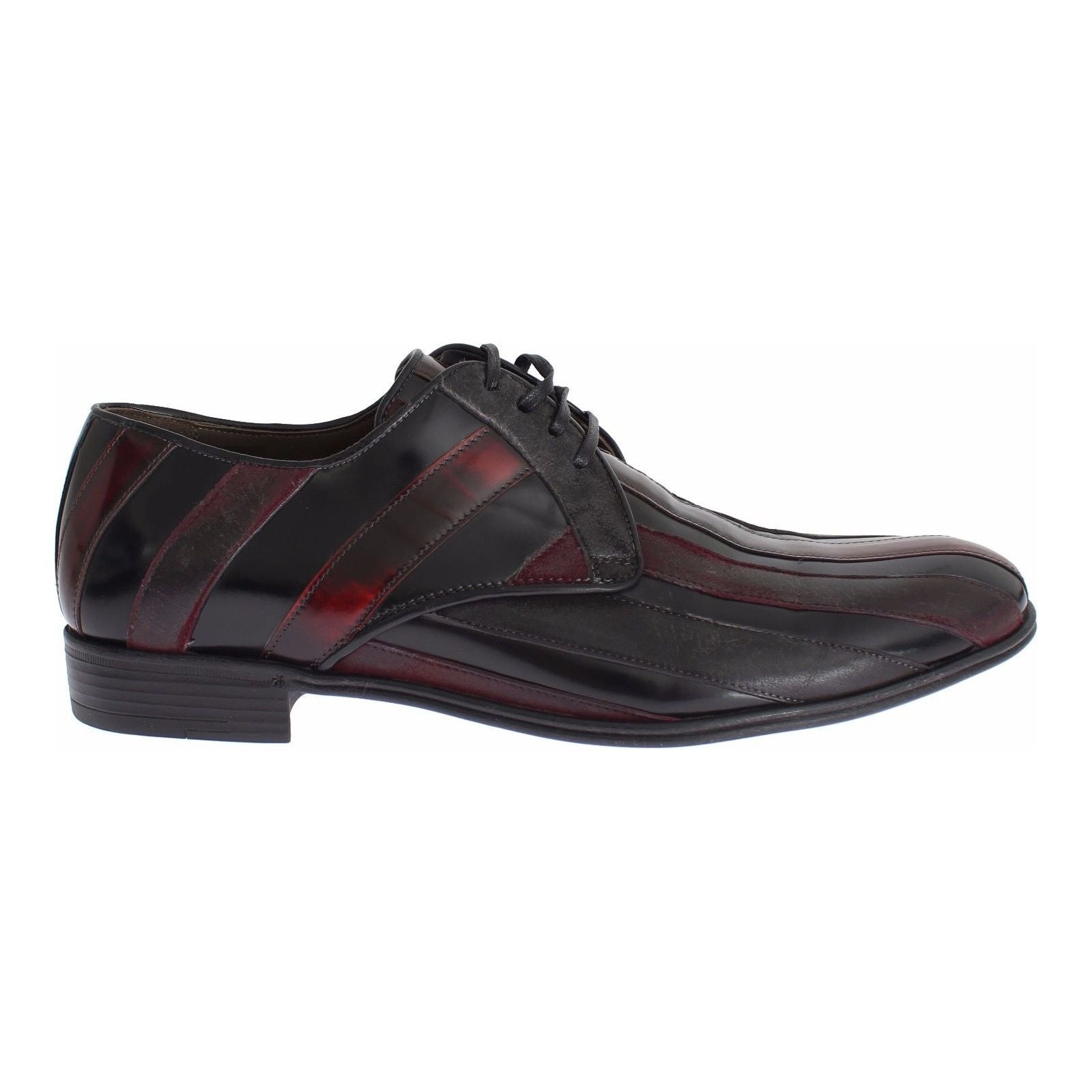 Dolce & Gabbana Black Striped Leather Dress Shoes