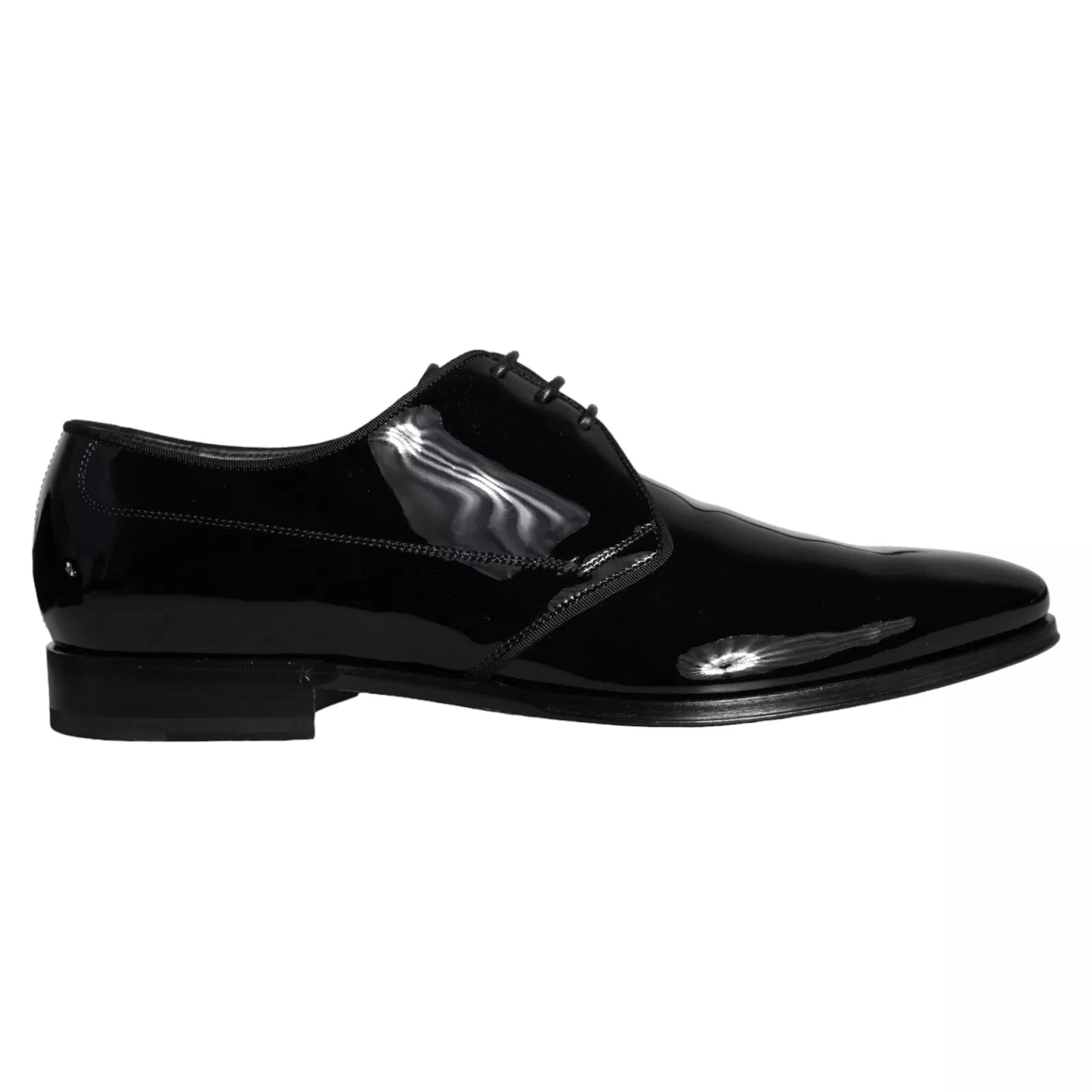 Dolce & Gabbana Black Calfskin Leather Derby Dress Shoes