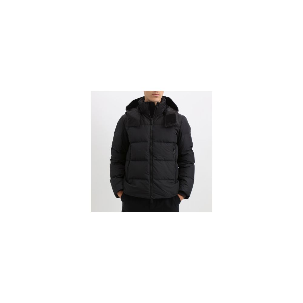 Add Black Down Jacket with Detachable Hood for Luxe Layering