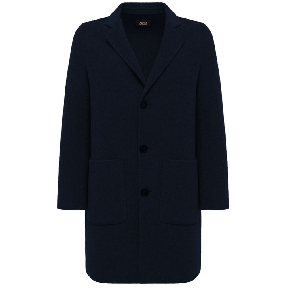 Alpha Studio Blue Wool Jacket for Timeless Sophistication