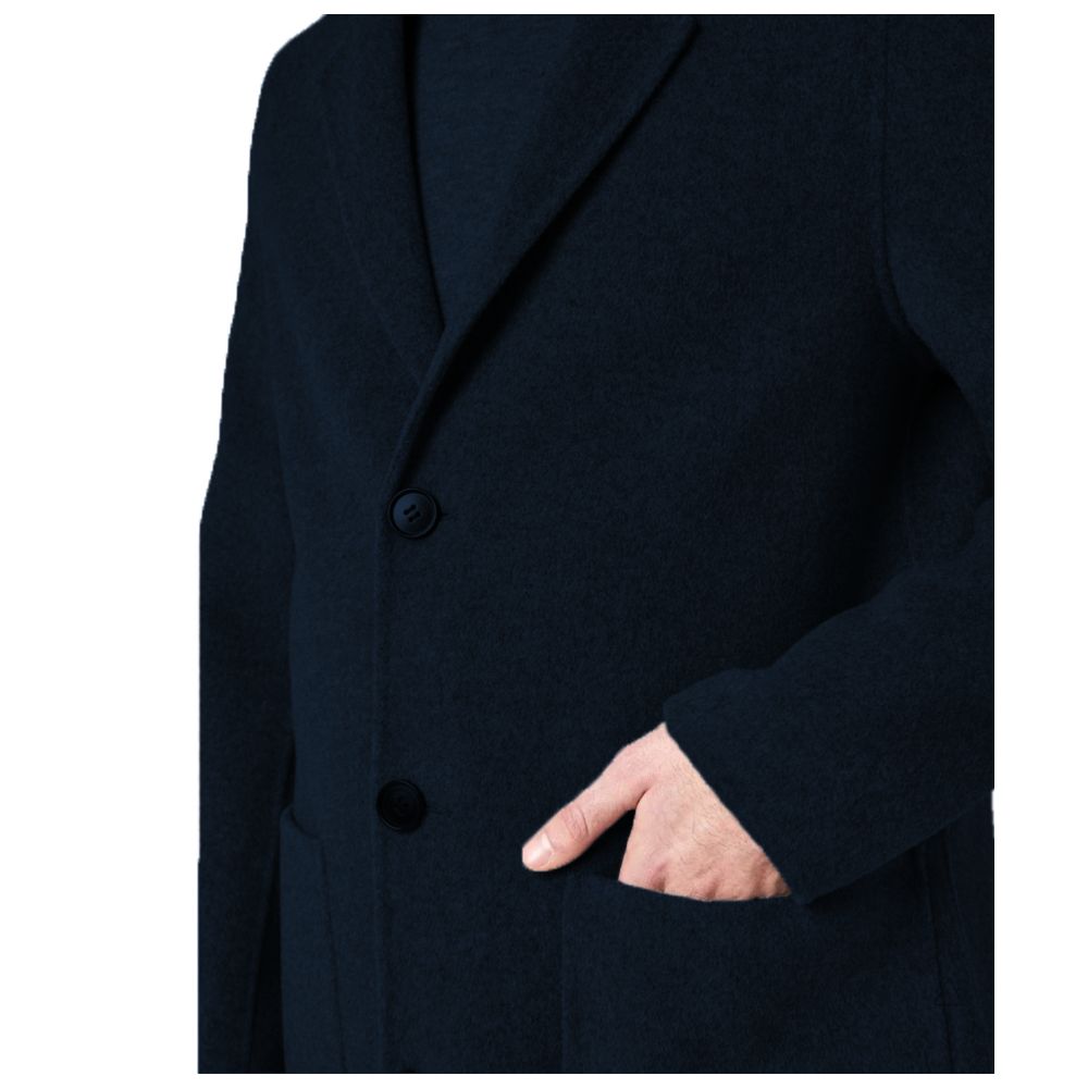 Alpha Studio Blue Wool Jacket for Timeless Sophistication