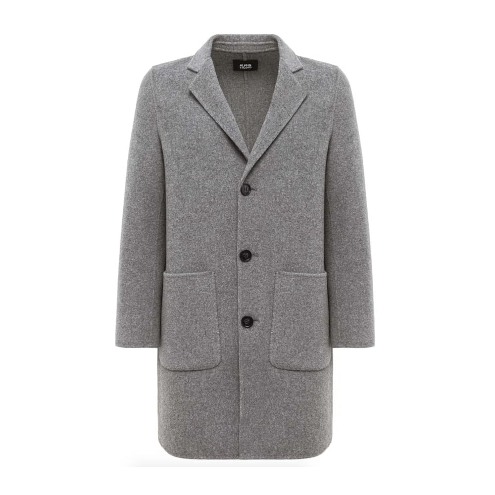 Alpha Studio Gray Wool Jacket for Timeless Elegance