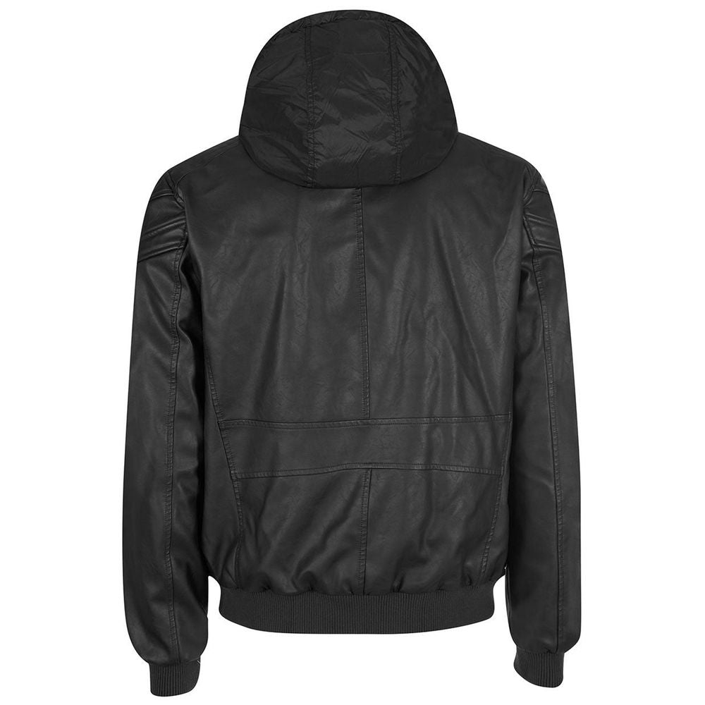Yes Zee Black Eco-Leather Jacket for Urban Elegance