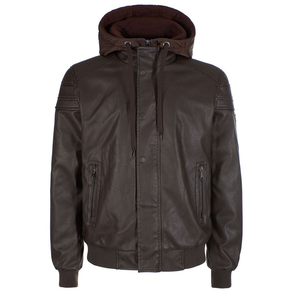 Yes Zee Brown Eco-Leather Jacket for Elevated Style