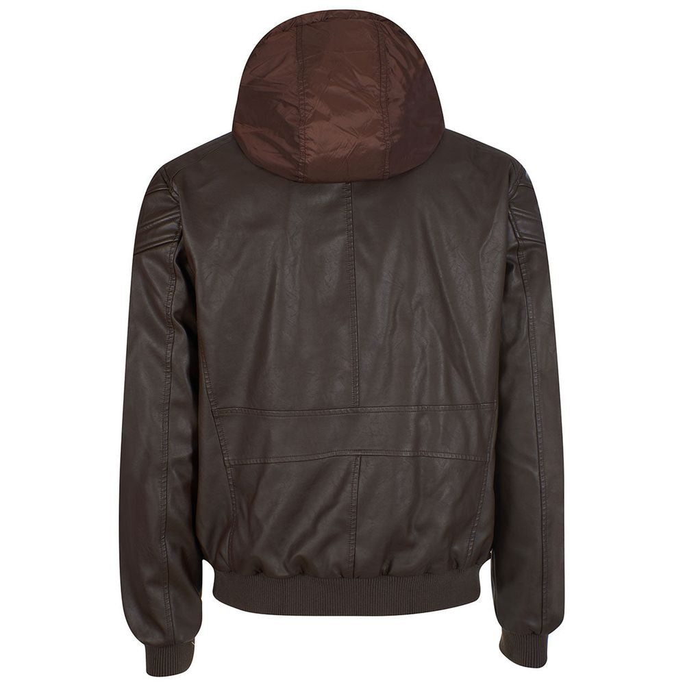 Yes Zee Brown Eco-Leather Jacket for Elevated Style