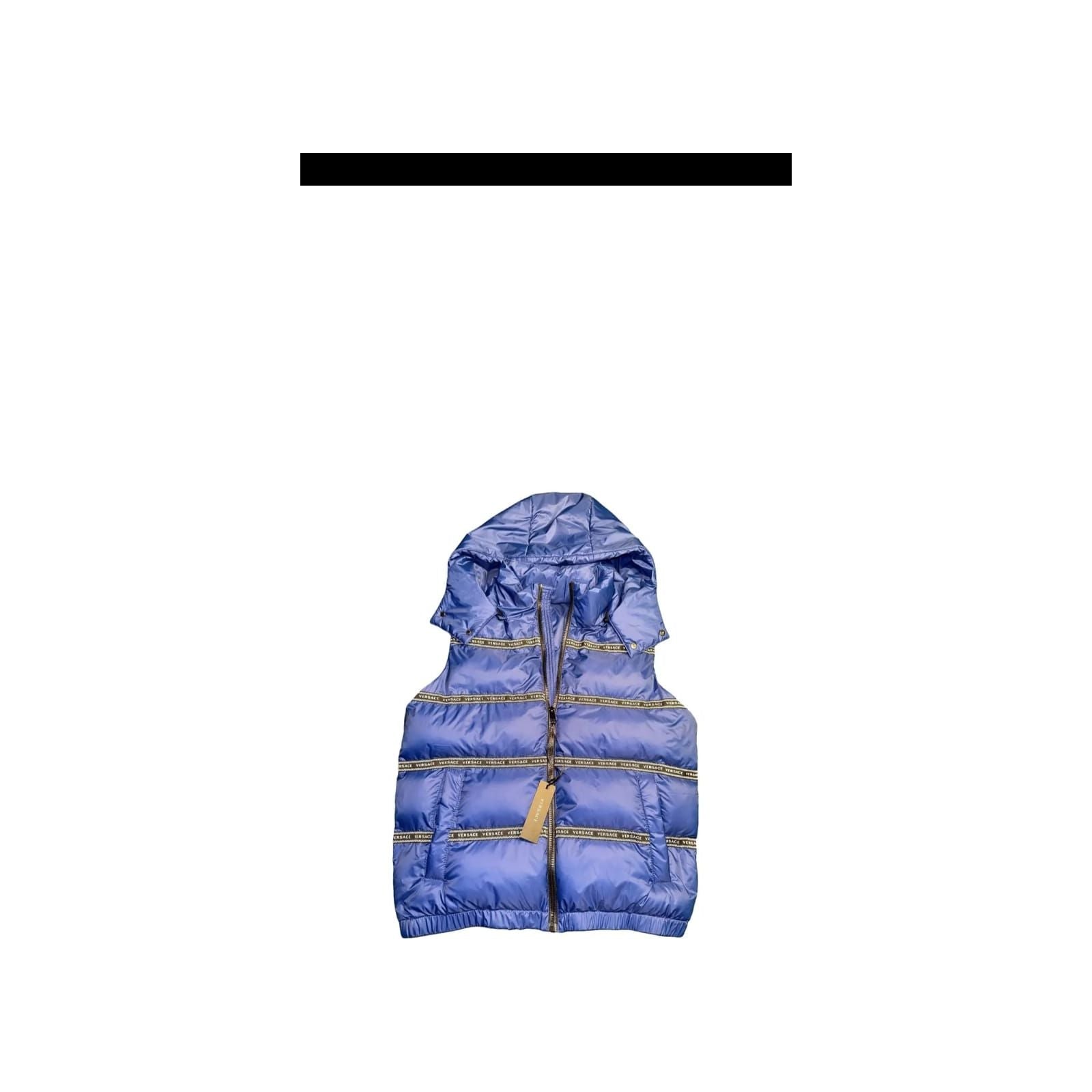 Versace Black Cotton Blend Logo Band Vest with Hood