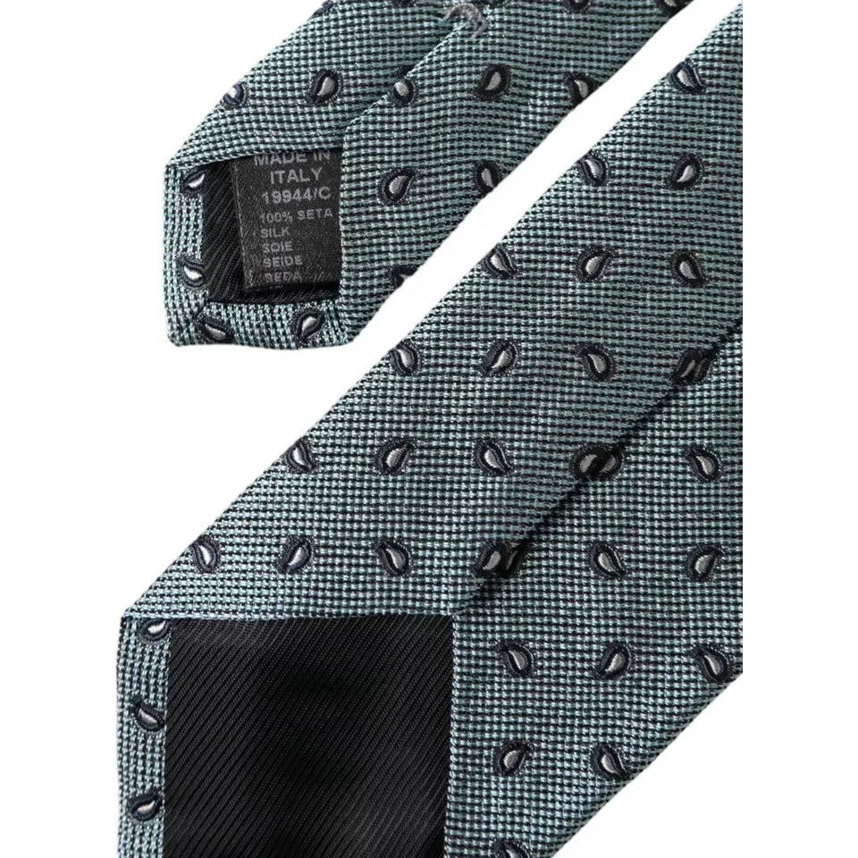 Dolce & Gabbana Green 100% Silk Patterned Adjustable Tie