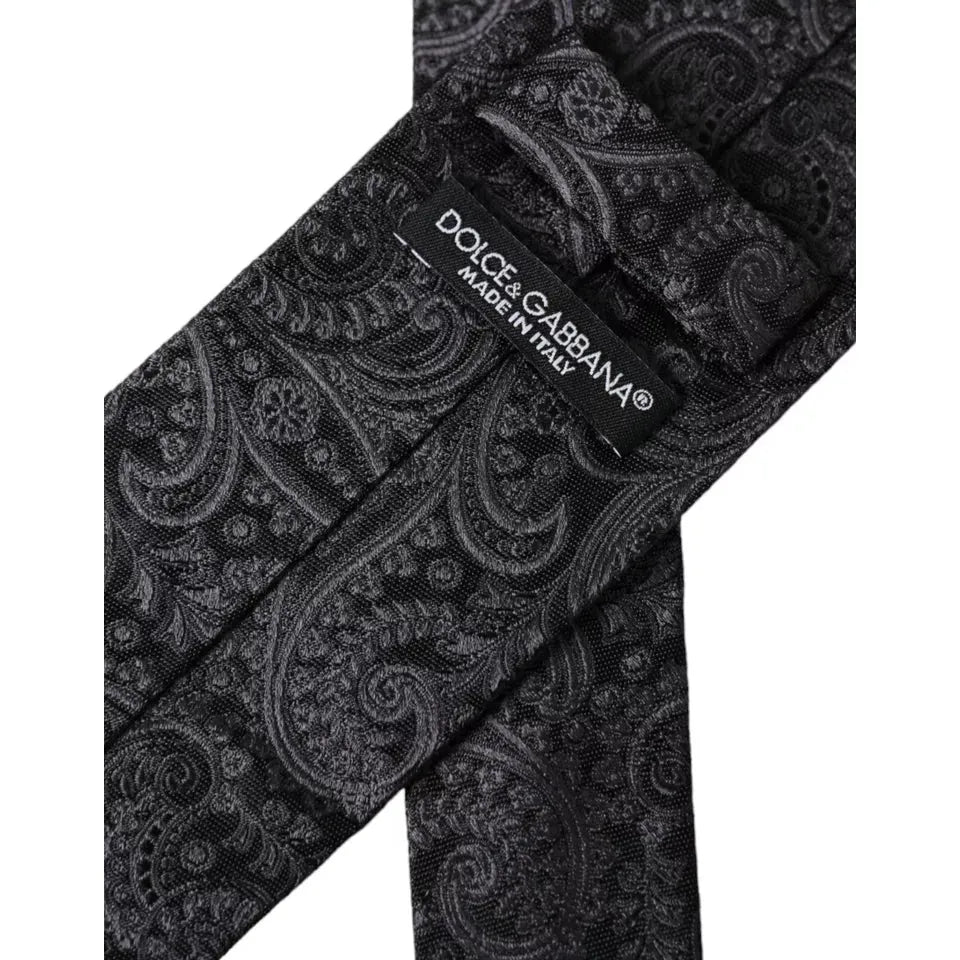 Dolce & Gabbana Gray Patterned 100% Silk Adjustable Tie