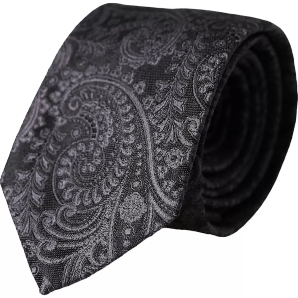 Dolce & Gabbana Gray Patterned 100% Silk Adjustable Tie