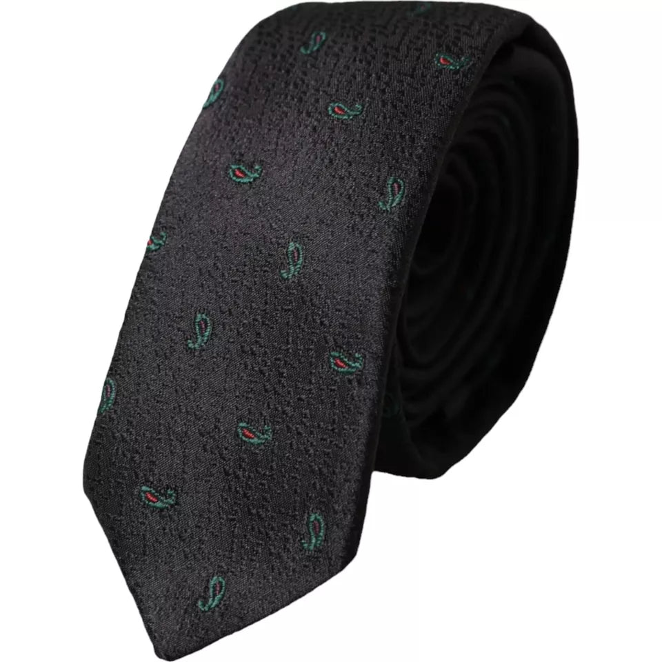 Dolce & Gabbana Black 100% Silk Adjustable Tie