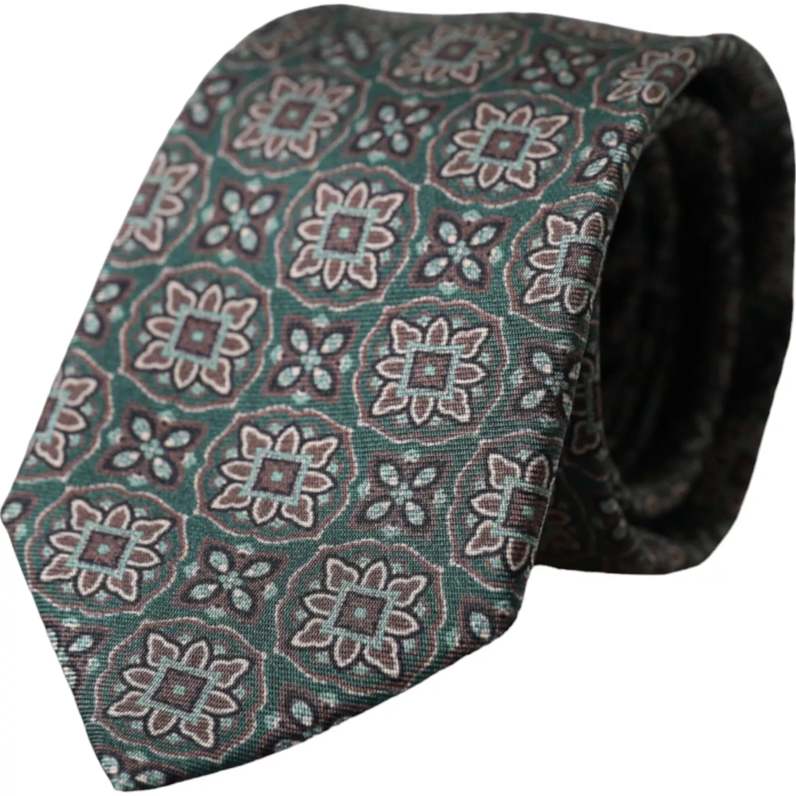 Dolce & Gabbana Green Patterned 100% Silk Adjustable Tie