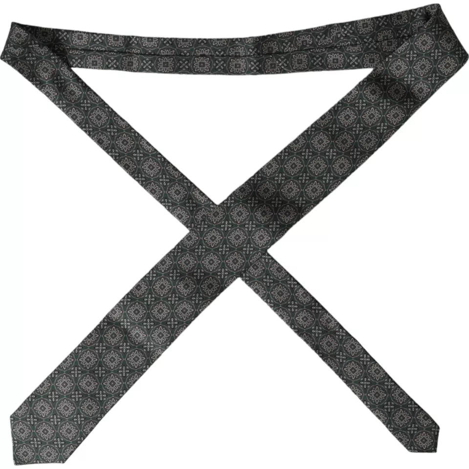 Dolce & Gabbana Green Patterned 100% Silk Adjustable Tie