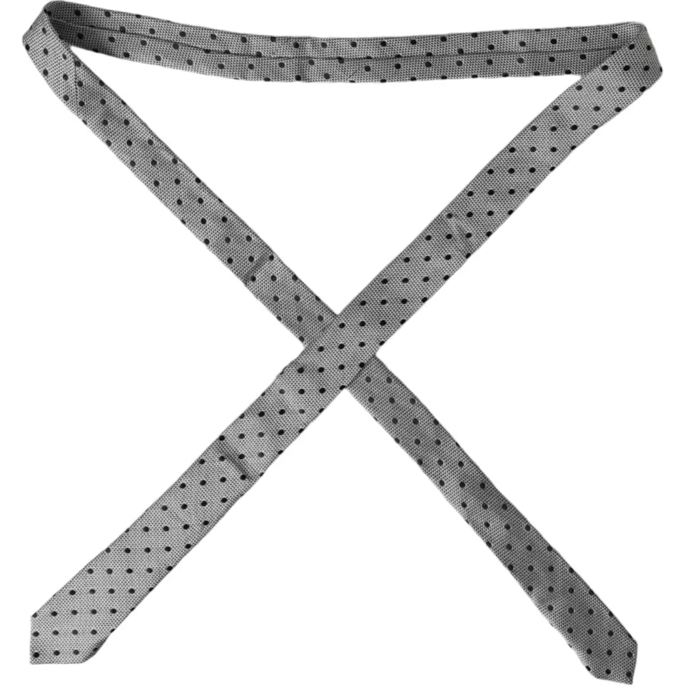 Dolce & Gabbana Black White Dot Fantasy Silk Adjustable Tie