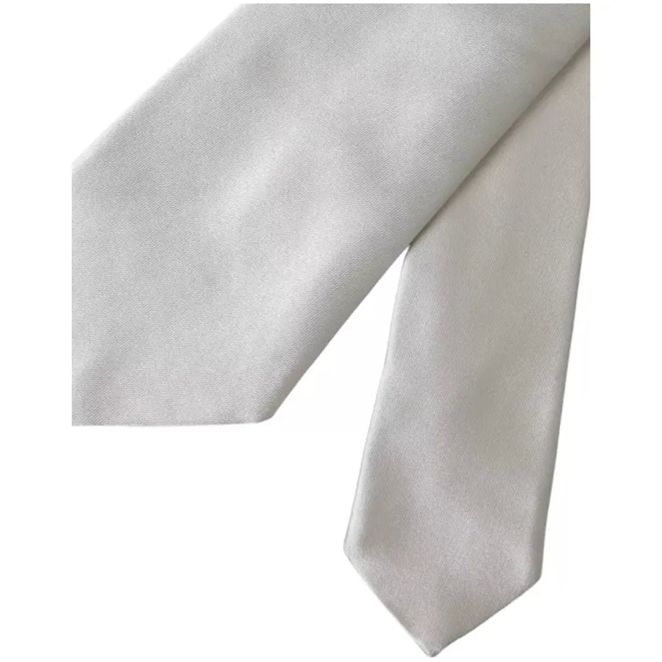 Dolce & Gabbana White Satin Silk Adjustable Tie