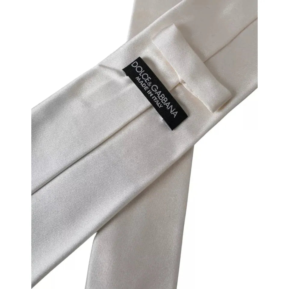 Dolce & Gabbana White Satin Silk Adjustable Tie