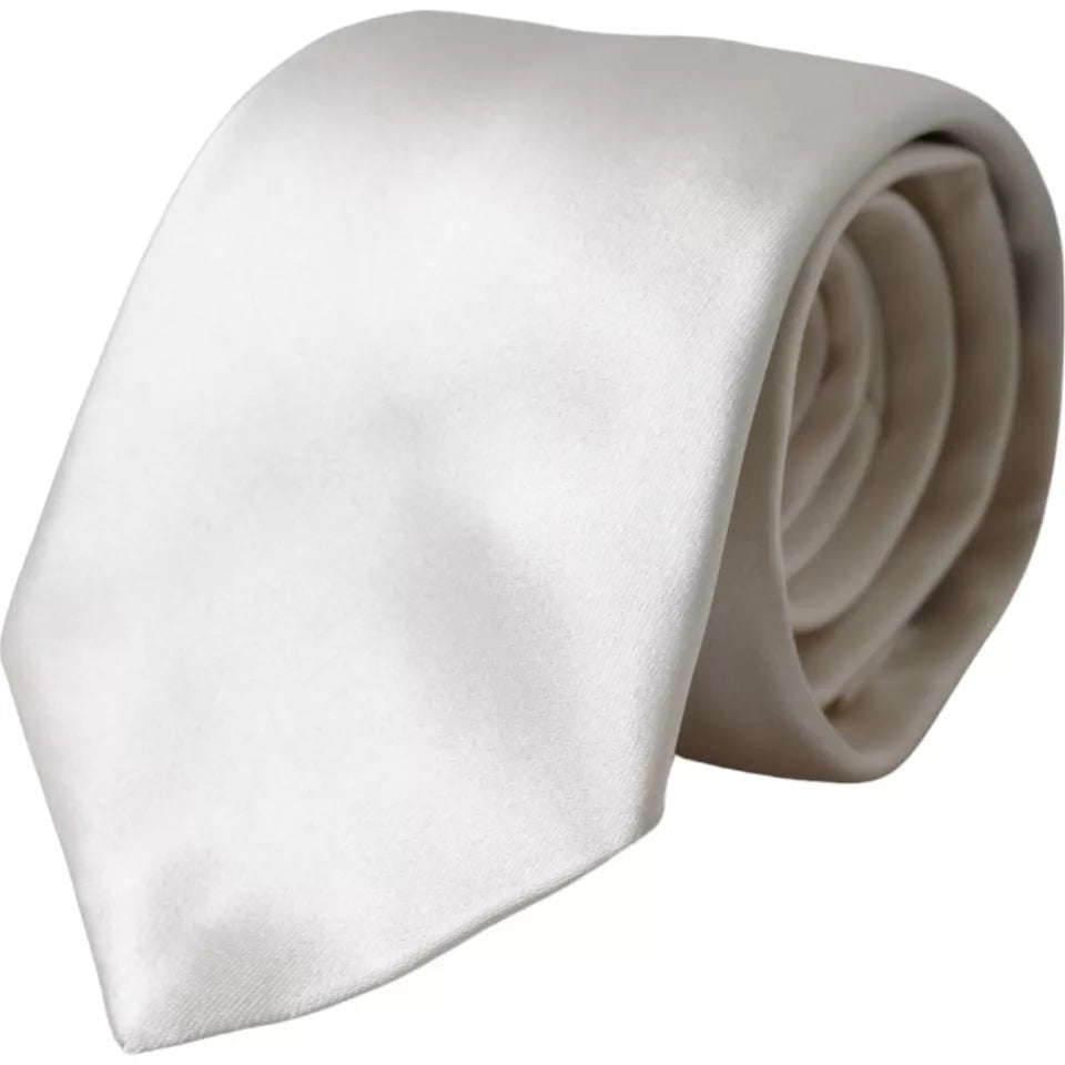 Dolce & Gabbana White Satin Silk Adjustable Tie