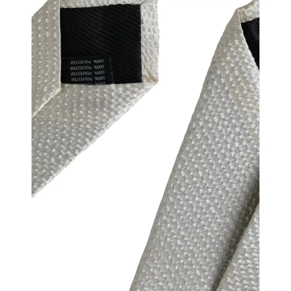 Dolce & Gabbana Off White 100% Silk Adjustable Necktie