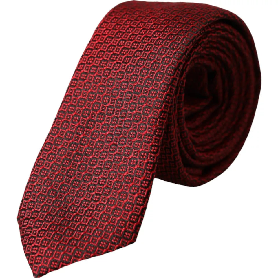 Dolce & Gabbana Red Patterned 100% Silk Adjustable Tie