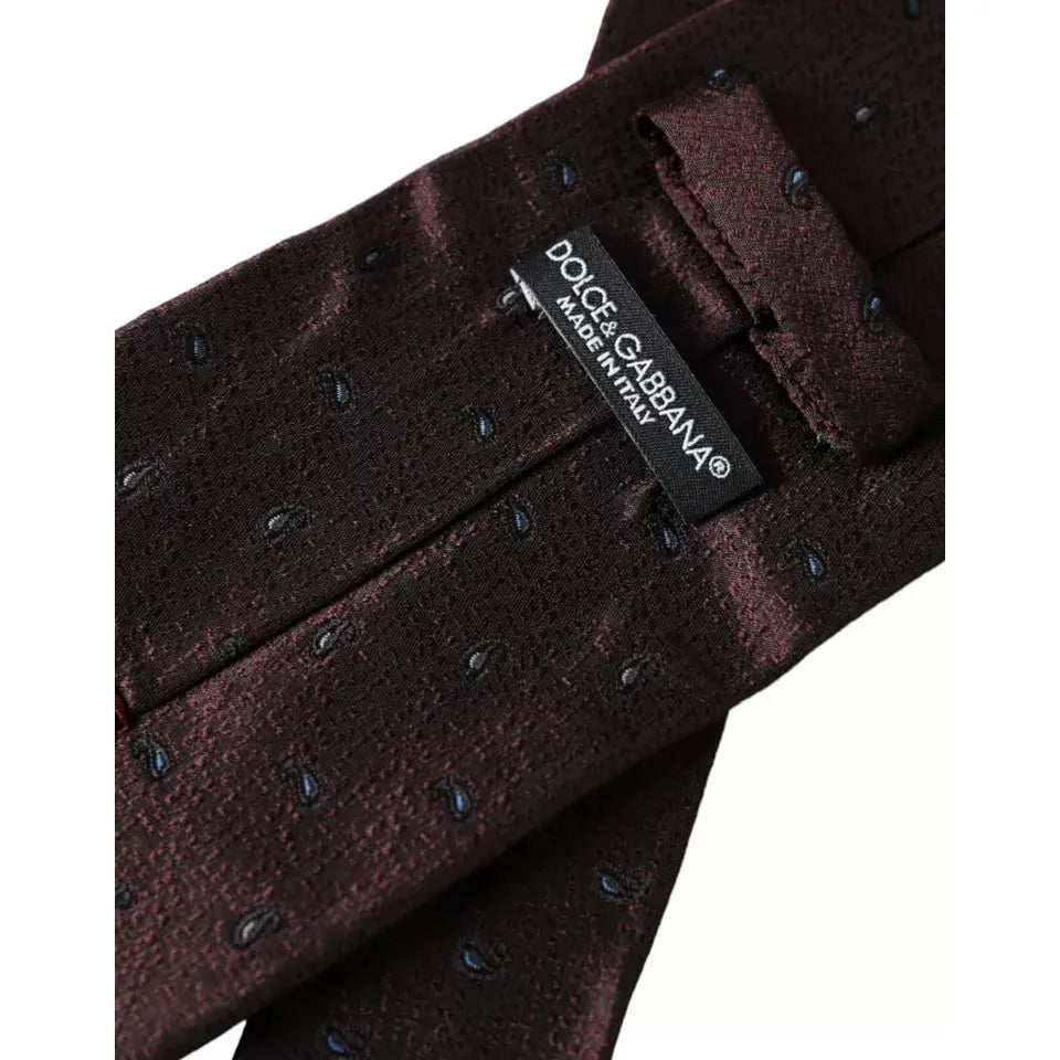 Dolce & Gabbana Bordeaux 100% Silk Adjustable Tie