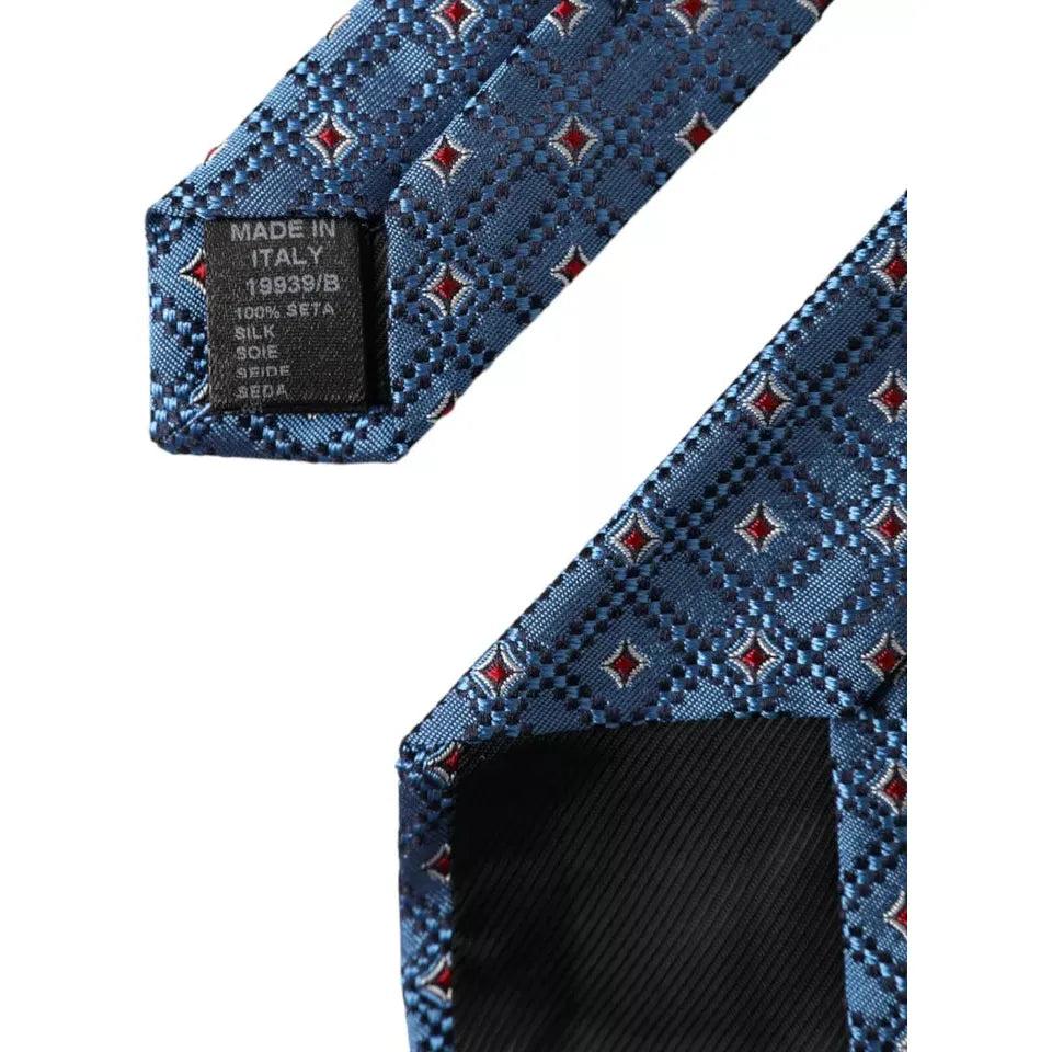 Dolce & Gabbana Blue Patterned 100% Silk Adjustable Tie