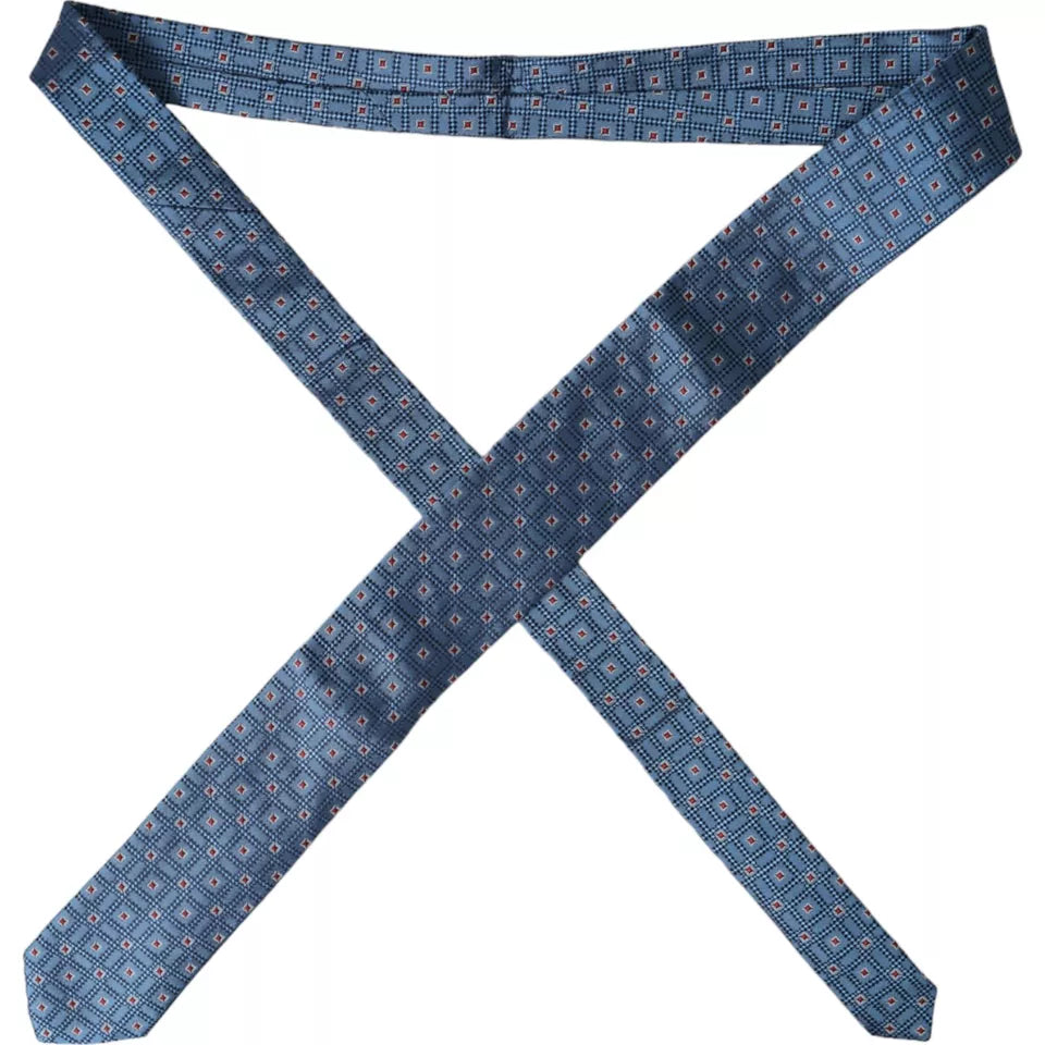 Dolce & Gabbana Blue Patterned 100% Silk Adjustable Tie