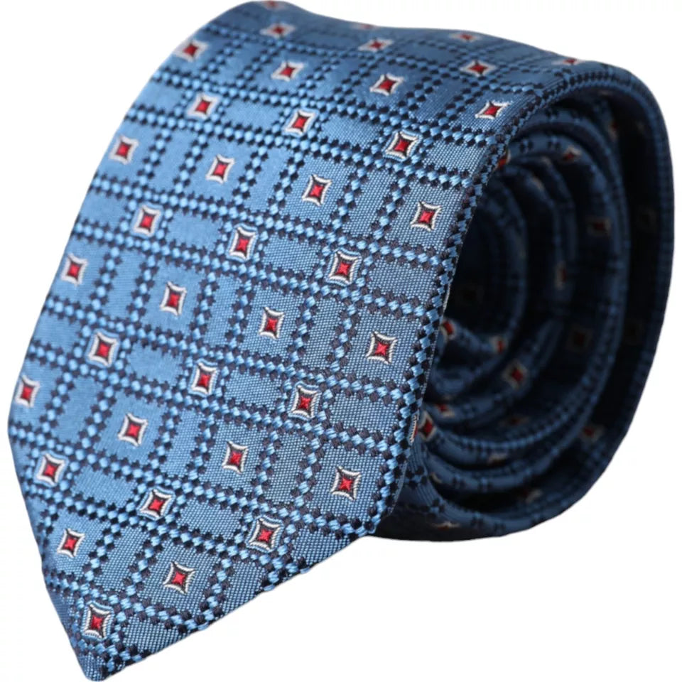 Dolce & Gabbana Blue Patterned 100% Silk Adjustable Tie