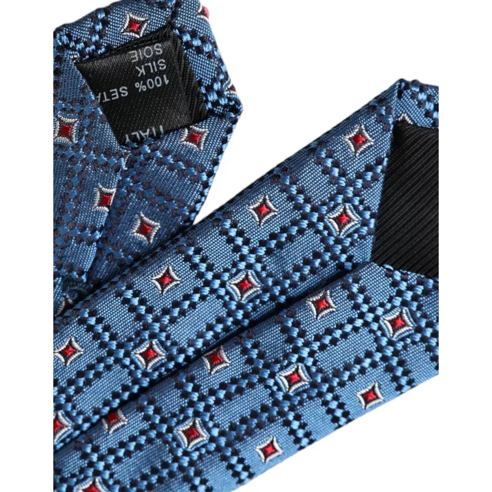 Dolce & Gabbana Blue Patterned 100% Silk Adjustable Tie