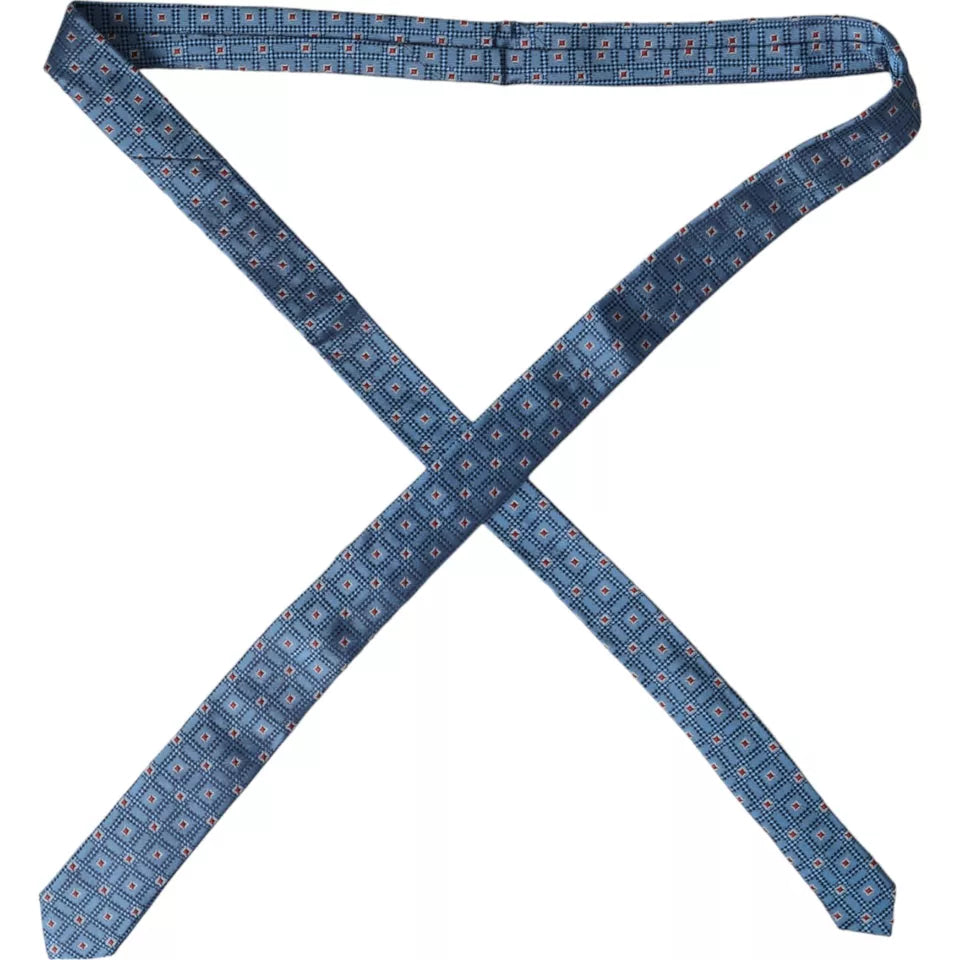 Dolce & Gabbana Blue Patterned 100% Silk Adjustable Tie