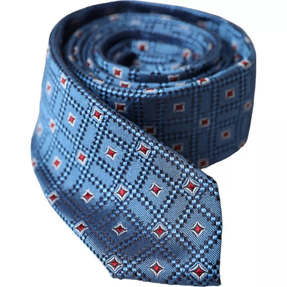 Dolce & Gabbana Blue Patterned 100% Silk Adjustable Tie