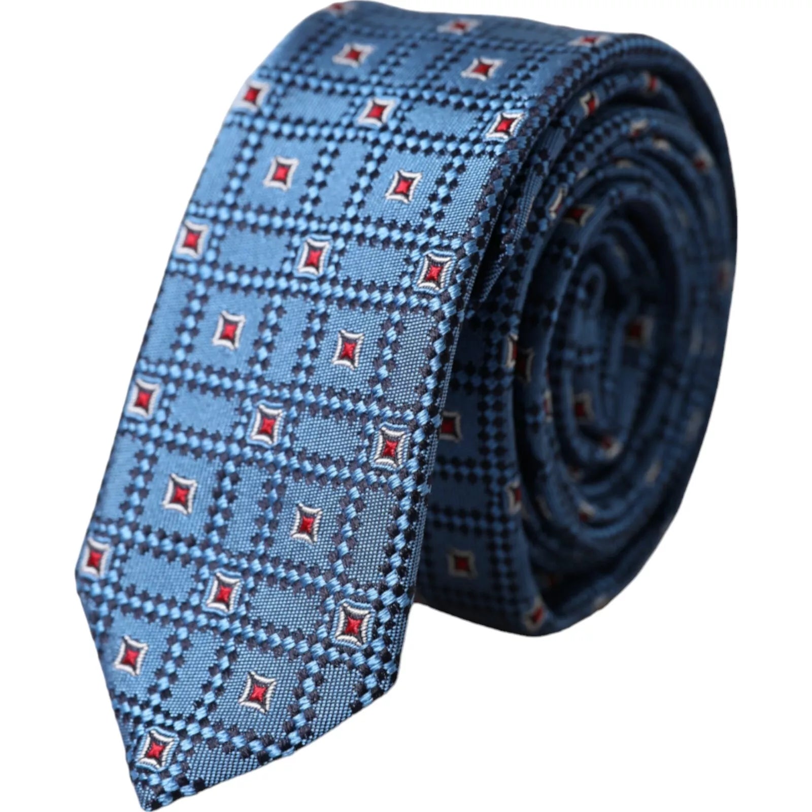 Dolce & Gabbana Blue Patterned 100% Silk Adjustable Tie