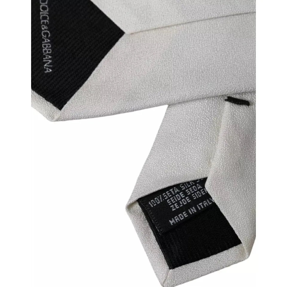Dolce & Gabbana White Silk Classic Adjustable Tie